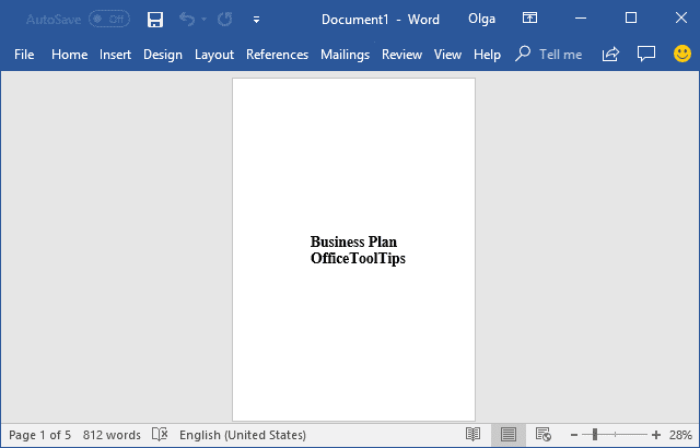 center text in the middle of the page in word for mac 2016